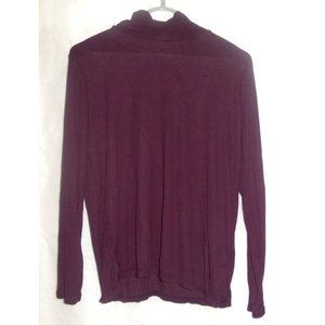 Jones New York Womens Ribbed Turtleneck Shirt in Dark Burgundy Size L